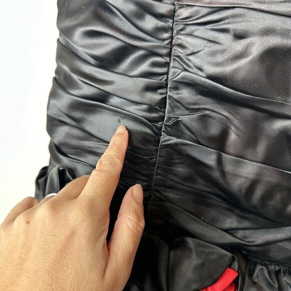 Vintage Gunne Sax Jessica McClintock Black Strapless Ruffled Rosette Dress 8 - Picture 4 of 13